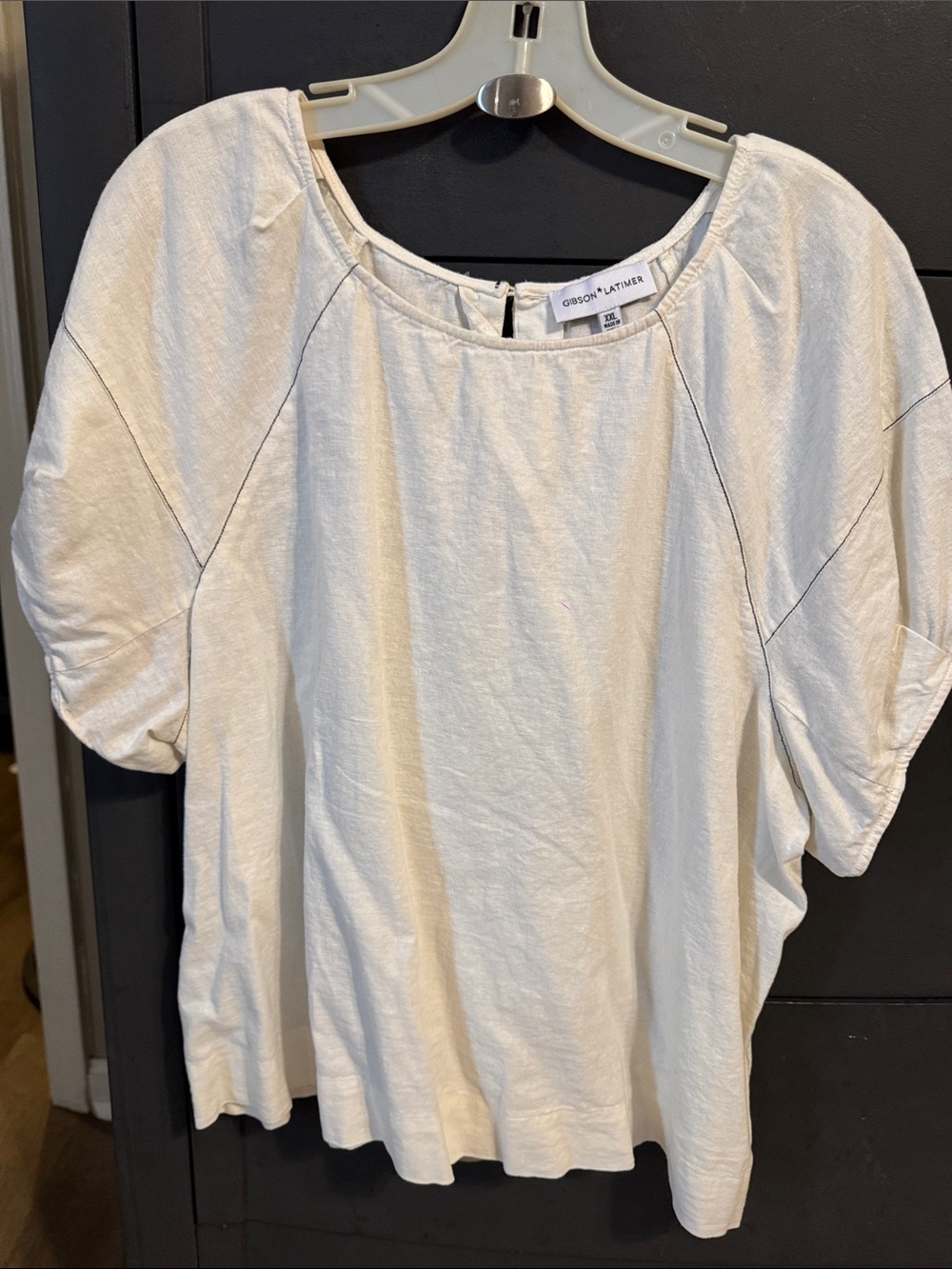 Gibson Latimer Ivory Short Sleeve Puff Blouse